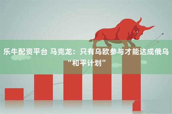 乐牛配资平台 马克龙:只有乌欧参与才能达成俄乌“和平计划”
